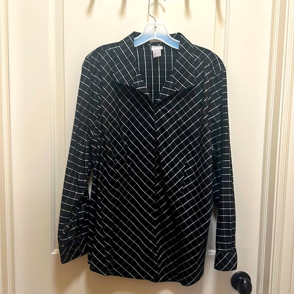 Chico’s black window pane plaid. 100% cotton no flaws. - Picture 1 of 5